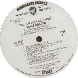 Alice Cooper, 1973, Promo Label