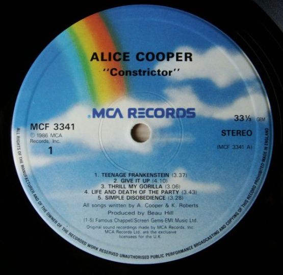 Alice Cooper Constrictor, 1986,  