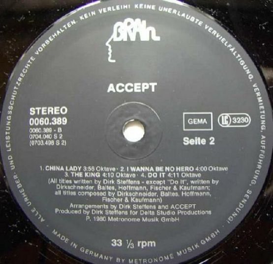 Accept, I'm A Rebel, 1980, West Germany