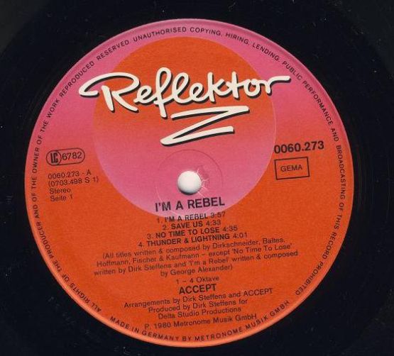 Accept, I'm A Rebel, 1980,    Reflektor Z