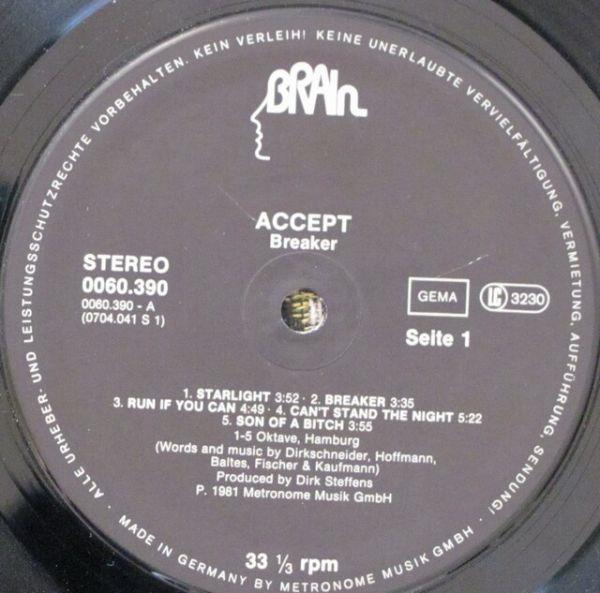 Accept, Breaker, 1981, West Germany