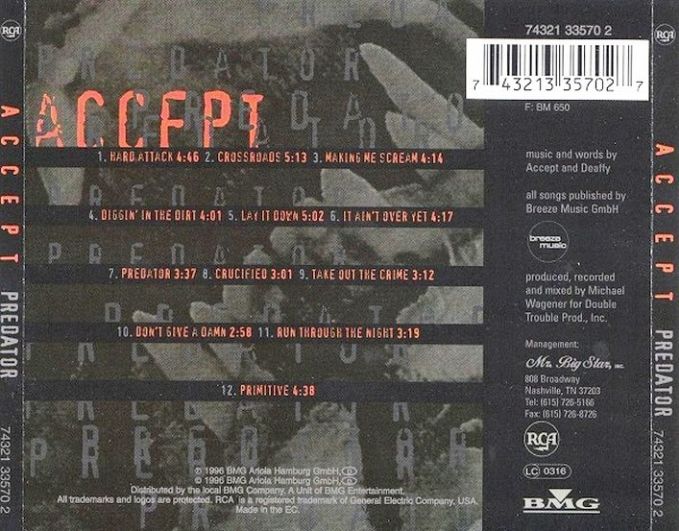 Accept, Predator, 1996, 