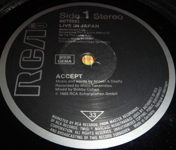 Accept, Kaizoku-Ban, 1985,  