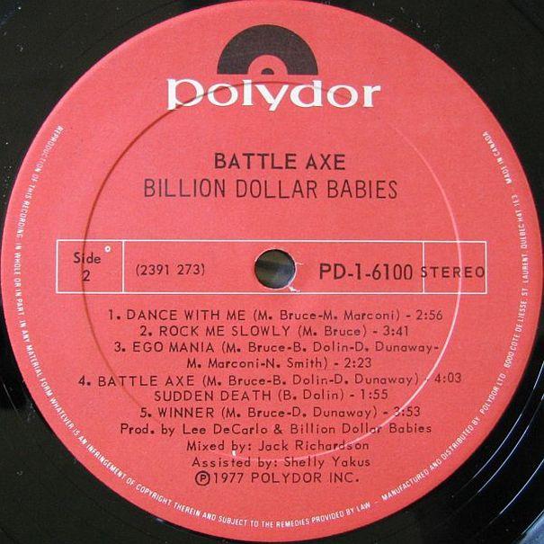 Billion Dollar Babies "Battle Axe", 1977, , Polydor