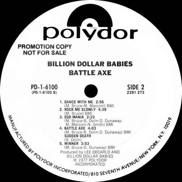 Billion Dollar Babies "Battle Axe", 1977, , Polydor