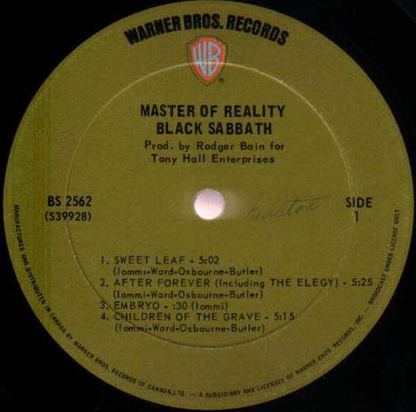 Black Sabbath, Master Of Reality, 1971 . 