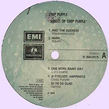 Shades Of Deep Purple, Italy Parlophone