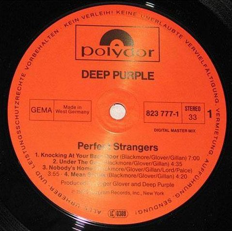 D. P. Perfect Strangers, , 1984, Polydor, PolyGram