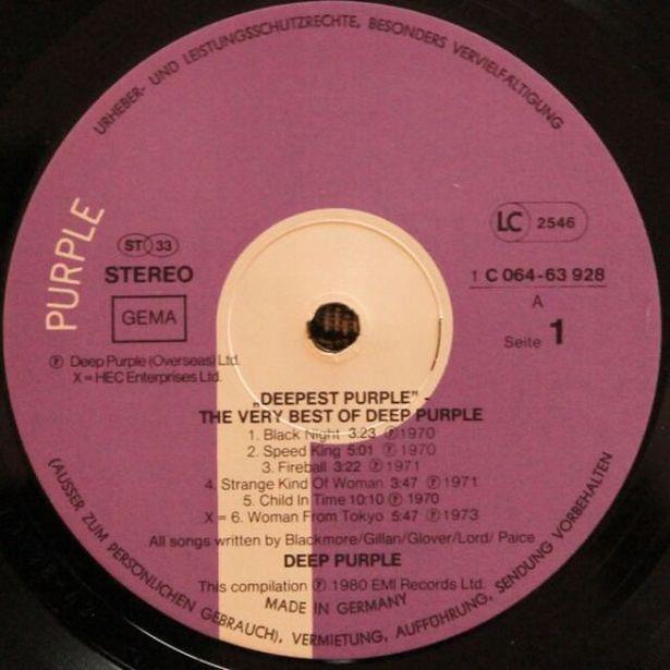 Deepest Purple: The Very Best of Deep Purple, 1980, Purple Records West Germany