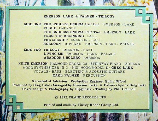 Emerson, Lake & Palmer, Trilogy 1972,  