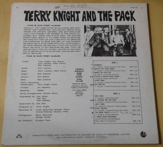 Terry Knight and The Pack, 1966, 