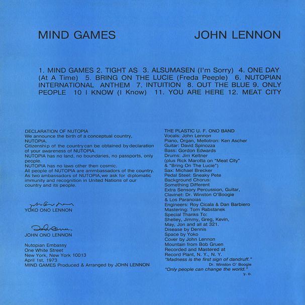 John Lennon. 1973. Mind Games, , 1994 .