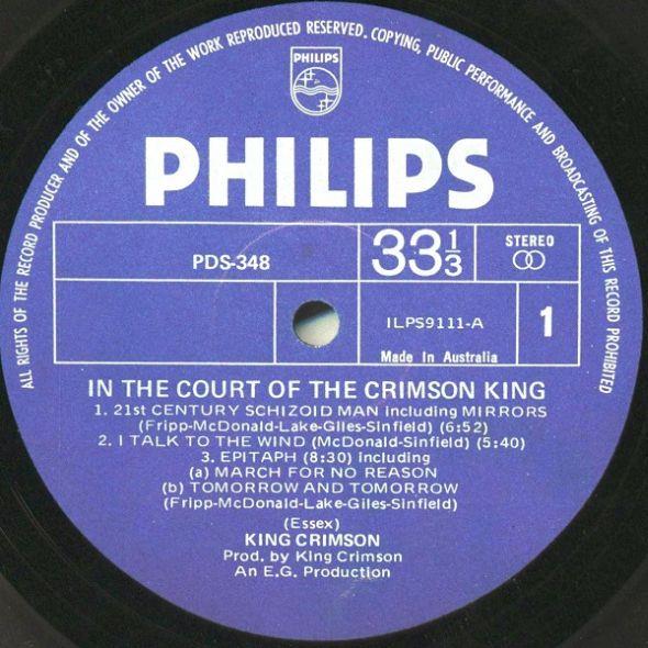 In the Court of the Crimson King, 1969, Australia