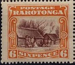 Rarotonga, 1919, six pence