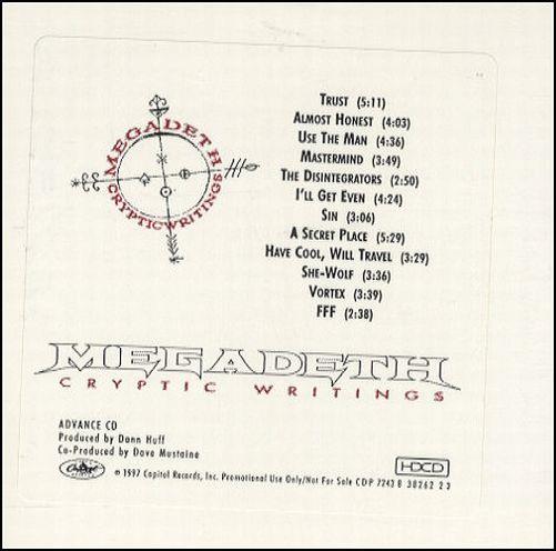 Megadeth, Cryptic Writings, USA