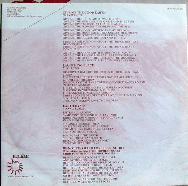 The Good Earth, 1974, Bronze Records