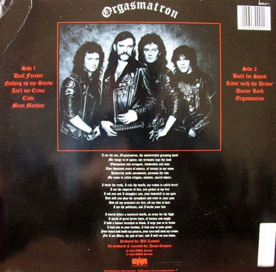 Motorhead, 1986, Orgasmatron,  