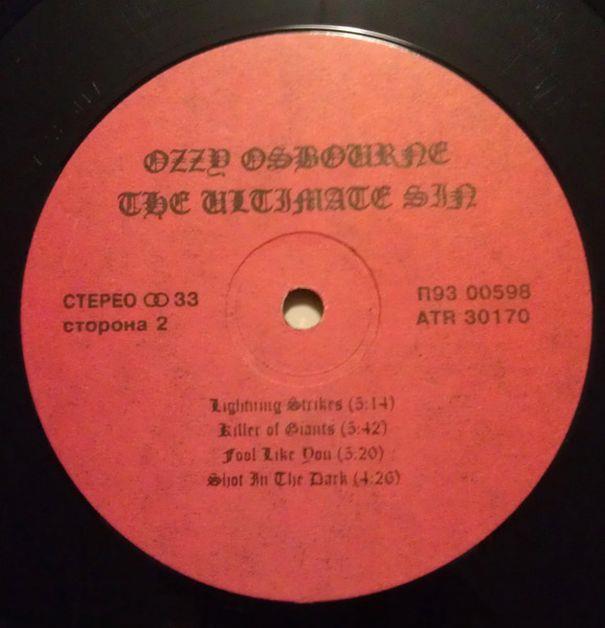 The Ultimate Sin. 1986. Ozzy Osbourne, Santa Records