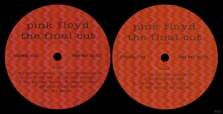 Pink Floyd, "The Final Cut", 1994, Santa Records