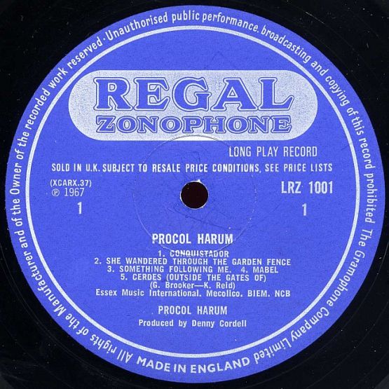 Procol Harum, UK, Regal Zonophone