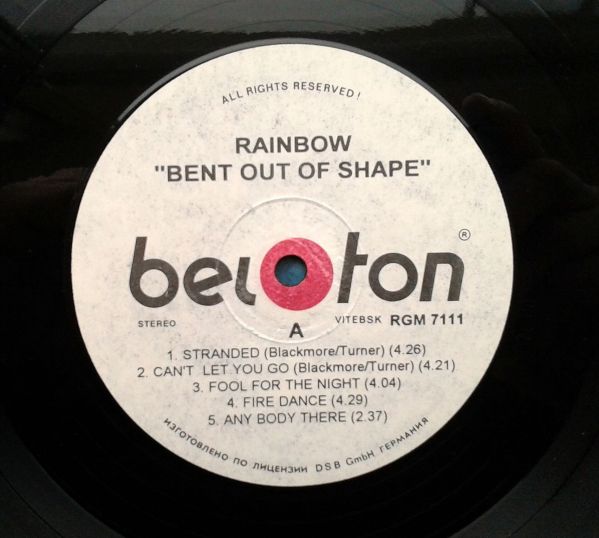 Rainbow, Bent Out Of Shape, 1983, Beloton