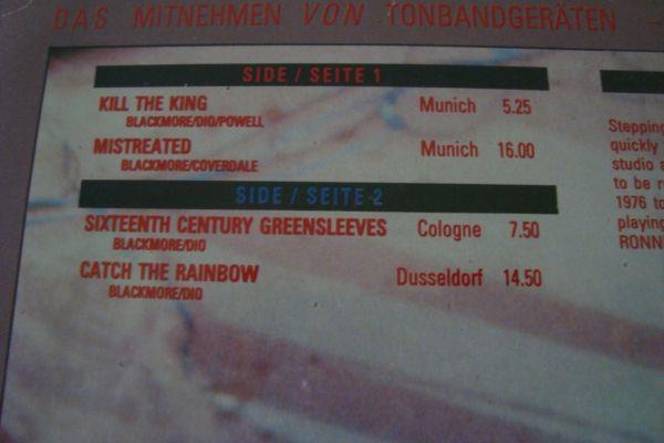 Rainbow, Live in Germany. 1976 . UK