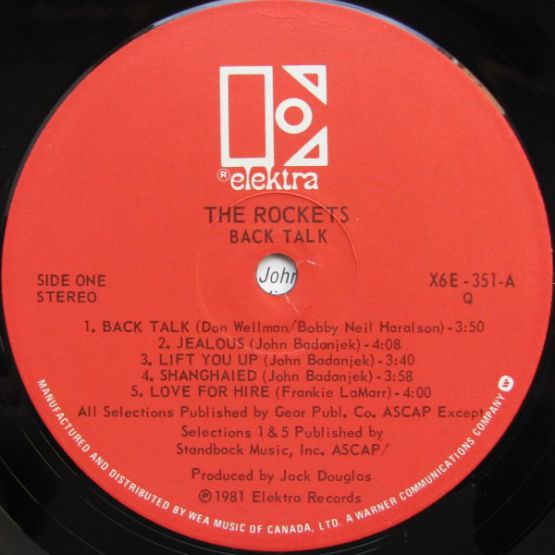 The Rockets, Back Talk, 1981, Canada