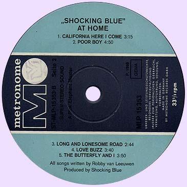 Shocking Blue "At Home", 1969, B-side, 