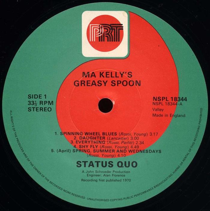 Status Quo, Ma Kelly's Greasy Spoon, LP. 1970, UK, PRT Records