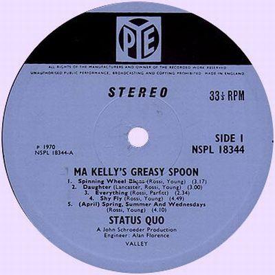 Status Quo, Ma Kelly's Greasy Spoon, label PYE Records 1970