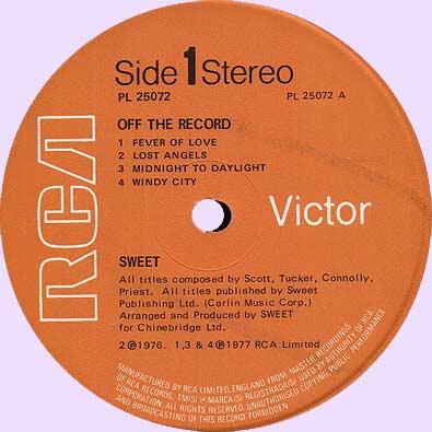 Sweet Off the Record 1977, UK