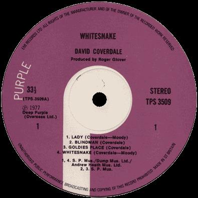 David Coverdale White Snake, 1977 .  , Purple Records